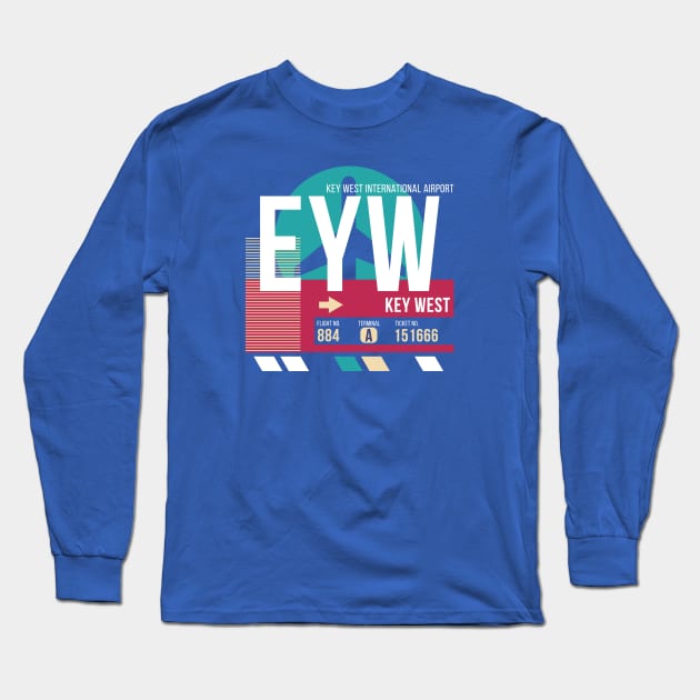 Key West, Florida (EYW) Airport Code Baggage Tag E Long Sleeve T-Shirt by SLAG_Creative